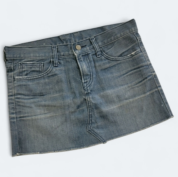 Mini Brand 78 Classic Denim Mini Skirt Size M Cut Off Frayed Bottom Edge - Picture 1 of 11
